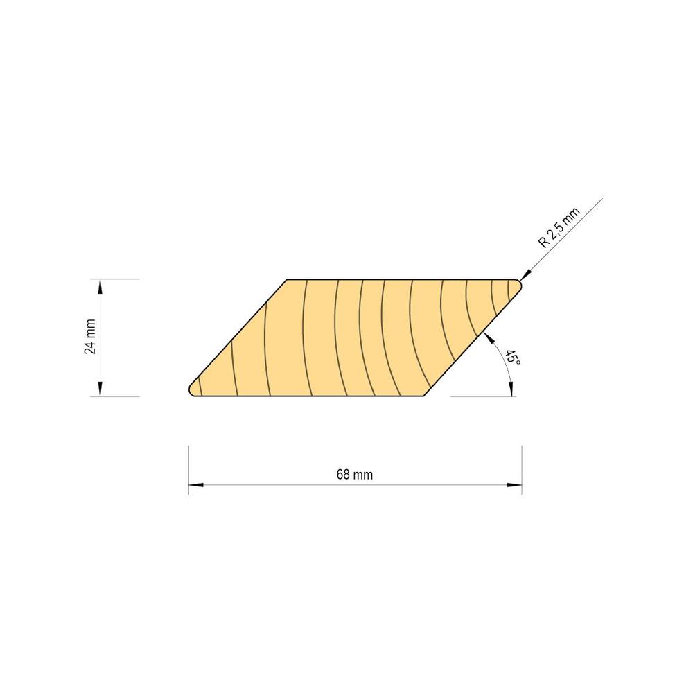 Modřínový fasádní profil 24 x 68 mm 3 m AB RHOMBUS