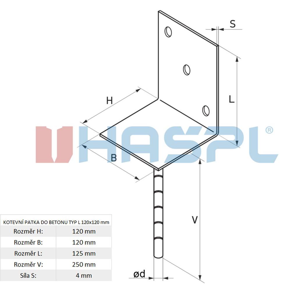 Kotevní patky do betonu typ L